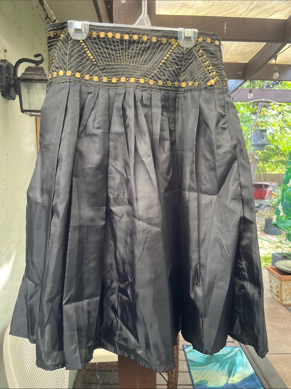 Zara Embellished Vintage Style Midi Black Boho A-Line Skirt Coin Detail EUC